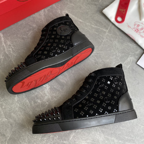 Christian Louboutin Mens Shoes Luxury Brand Red Bottom Design Louis Junior Spikes Flat with Original Box CL sneakers