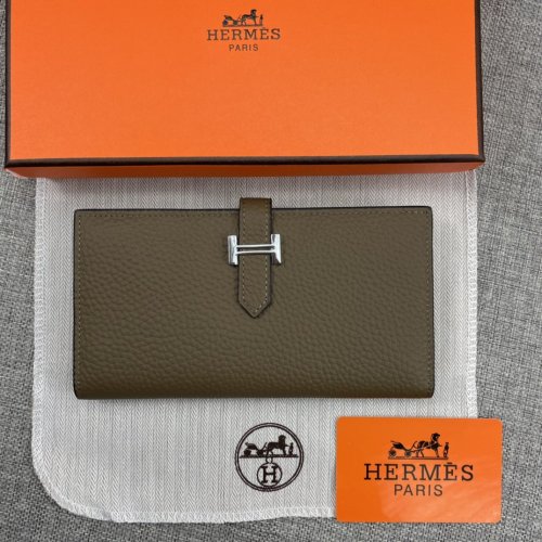 Hermes Womens Mens Wallets Purse Long Clutch Leather Design Coin Bag with Original Box