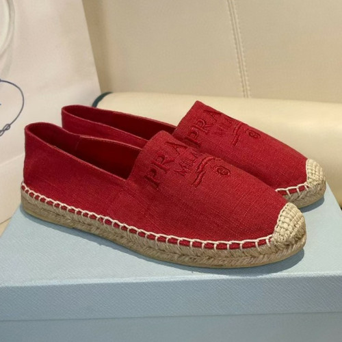 Prada Womens Shoes Casual Luxury Brand Breathable Hemp espadrilles with Original Box