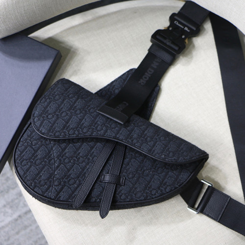 Dior Mens Bags Shoulder Messenger Bags Luxury Brand Dior SADDLE BAG Black Dior Oblique Jacquard 1ADPO093YKY_H00N with Original Box