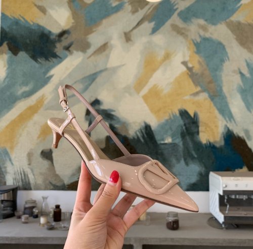 Valentino Women Shoes Mule Flip Flop Sandals VLOGO SIGNATURE CALFSKIN SLINGBACK PUMP 35MM with Original Box