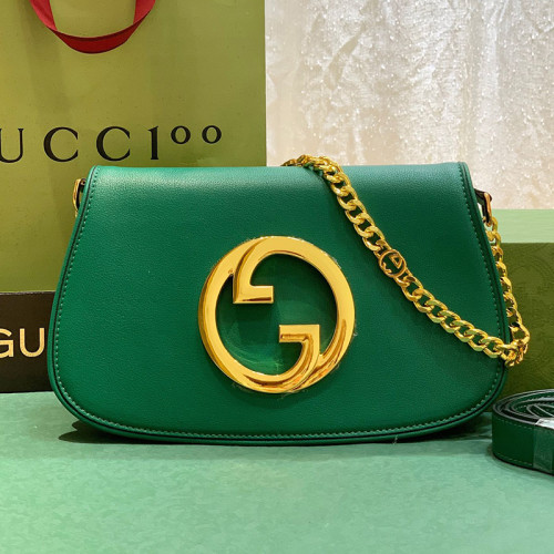 Gucci Womens Bags Shoulder Messenger Bag Luxury Brand Gucci Blondie shoulder bag in emerald green leather with Original Box 699268 UXX0G 3120