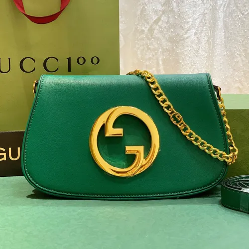 Gucci Womens Bags Shoulder Messenger Bag Luxury Brand Gucci Blondie shoulder bag in emerald green leather with Original Box 699268 UXX0G 3120