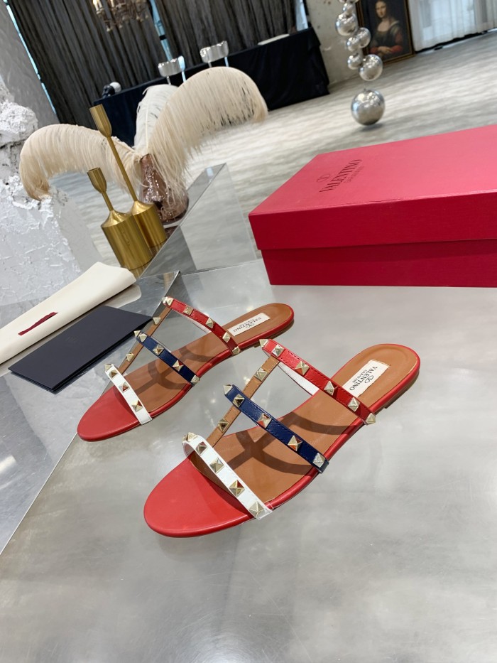 Valentino Women Shoes Mule Flip Flop Sandals ROMAN STUD SLIDE SANDAL IN QUILTED NAPPA with Original Box Luxury Brand