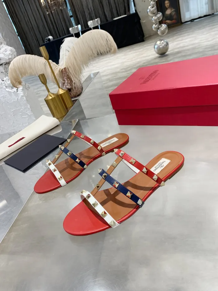 Valentino Women Shoes Mule Flip Flop Sandals ROMAN STUD SLIDE SANDAL IN QUILTED NAPPA with Original Box Luxury Brand