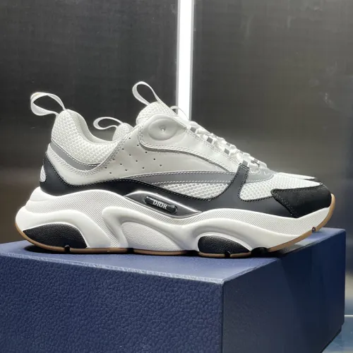 Dior Womens Shoes Sneakers Luxury Brand Breathable Design B22 SNEAKER Cream and Lavender Technical Mesh with Light Green and Gray Smooth Calfskin with Original Box 3SN231YXX_H861