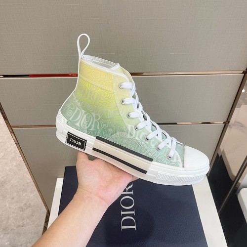 Dior Mens Shoes Sneakers Casual Luxury Brand B23 HIGH-TOP SNEAKER Dior Oblique Canvas with Original Box 3SH118ZMK_H761