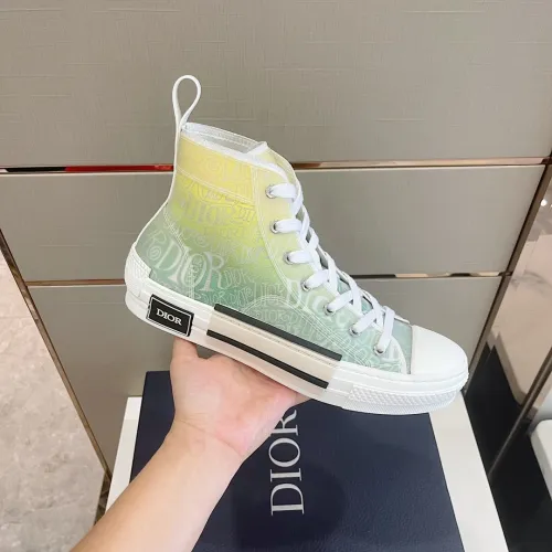 Dior Mens Shoes Sneakers Casual Luxury Brand B23 HIGH-TOP SNEAKER Dior Oblique Canvas with Original Box 3SH118ZMK_H761
