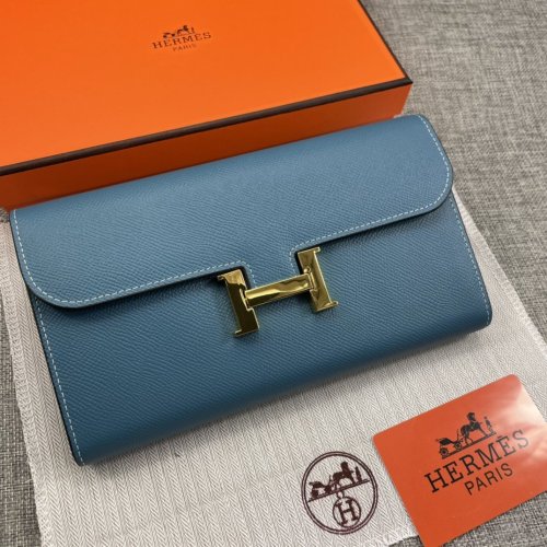 Hermes Womens Mens Wallets Purse Constance Clutch Leather Design Coin Bag with Original Box
