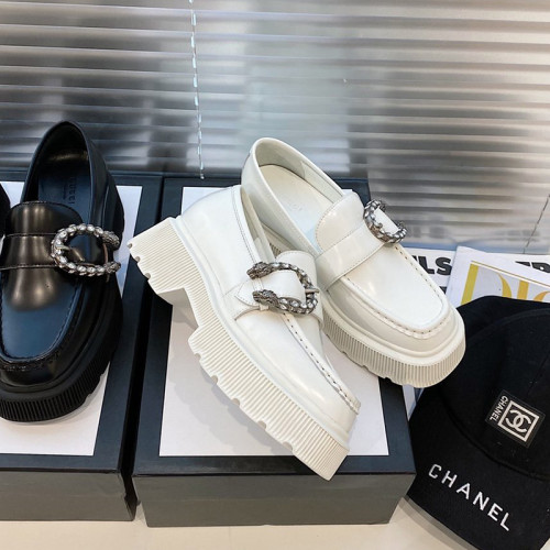 Gucci Women Shoes Casual Luxury Brand Fashion Women's Loafer with Tiger Head White Leather 627289 DS800 9014