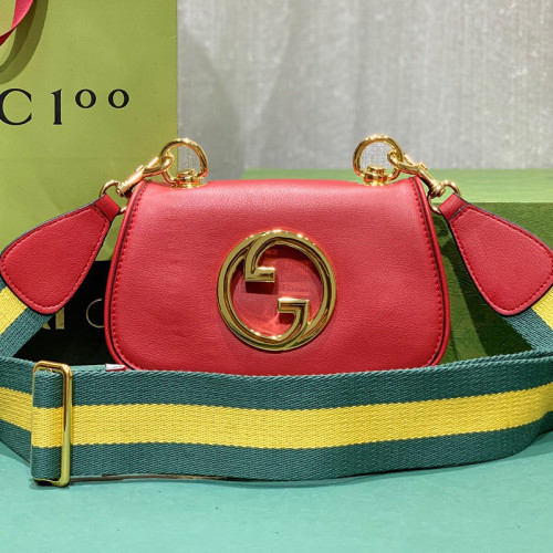 Gucci Womens Bags Shoulder Messenger Bag Luxury Brand Gucci Blondie mini bag in red leather with Original Box 698643 UXXAG 9161