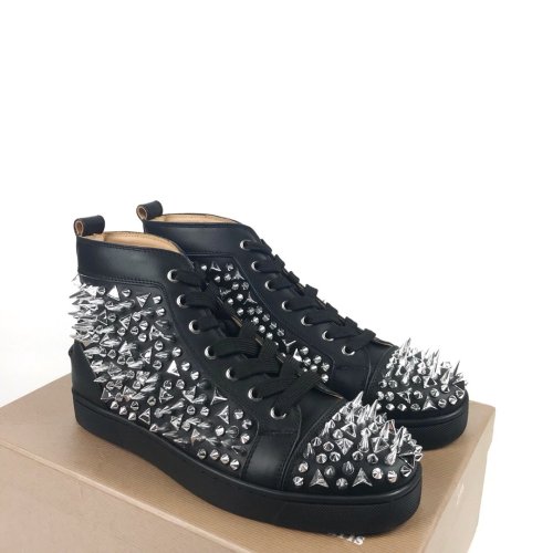 Christian Louboutin Mens Shoes Luxury Brand Red Bottom Design Louis Junior Spikes Flat with Original Box CL sneakers