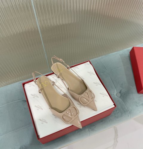 Valentino Women Shoes Mule Flip Flop Sandals VLOGO SIGNATURE CALFSKIN SLINGBACK PUMP Flat with Original Box Luxury Brand