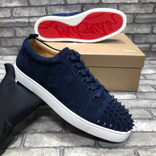 Christian Louboutin Mens Shoes Luxury Brand Red Bottom Design Louis Junior Spikes Flat with Original Box CL sneakers