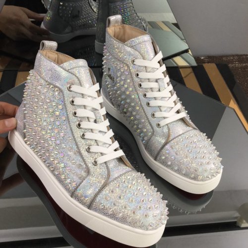 Christian Louboutin Mens Shoes Luxury Brand Red Bottom Design Louis Junior Spikes Flat with Original Box CL sneakers