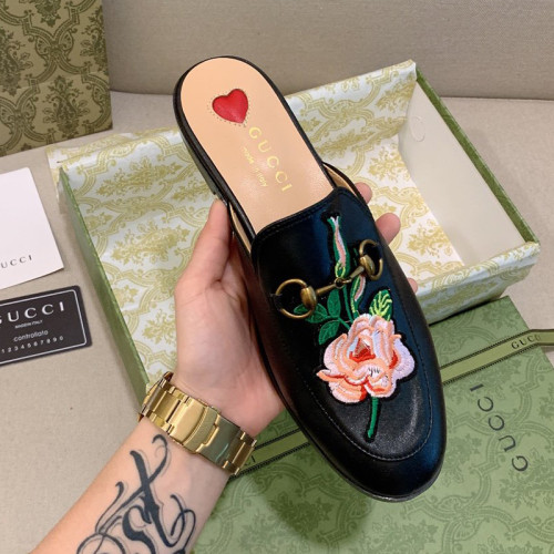 Gucci Womens Shoes Slippers Slides Casual Design Luxury Brand Leather Princetown leather slipper with Original Box