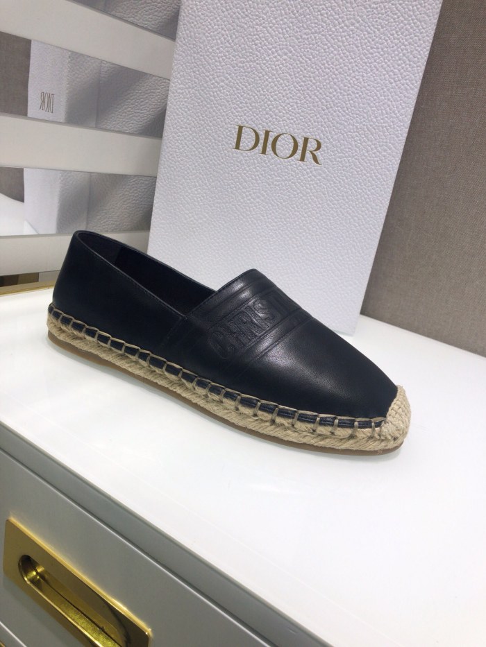 Dior Womens Shoes DIOR GRANVILLE ESPADRILLE Black Embossed Lambskin with Original Box KDB692LBO_S900