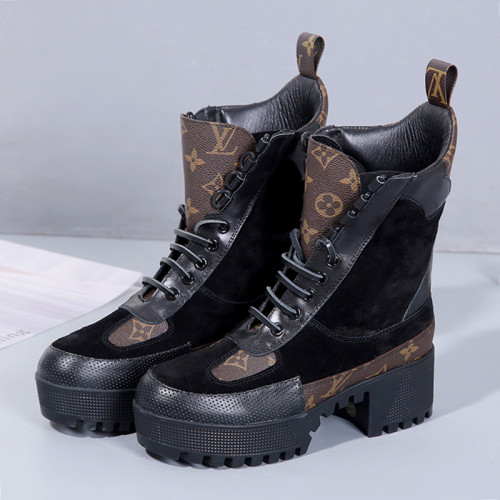 Louis Vuitton Women Shoes Boots Luxury Fashion Ankle Boots Black LAUREATE PLATFORM DESERT BOOT 1A4XXV