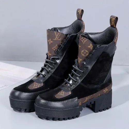 Louis Vuitton Women Shoes Boots Luxury Fashion Ankle Boots Black LAUREATE PLATFORM DESERT BOOT 1A4XXV
