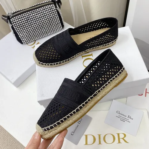 Dior Women Shoes Luxury Brand Design Dior Granville Espadrille Black Mesh Embroidery Womens Shoes KCB585EMR_S900
