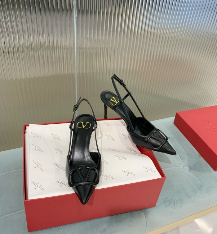 Valentino Women Shoes Mule Flip Flop Sandals VLOGO SIGNATURE CALFSKIN SLINGBACK PUMP 80 MM / 3.15 IN. ZW2S0R01MZF0NO with Original Box