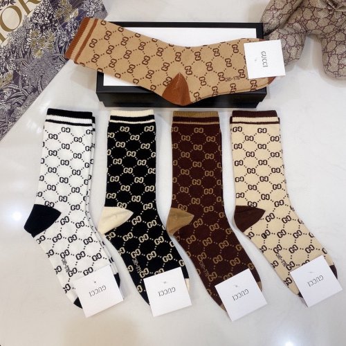 Gucci Socks 5 Pairs with Original Box Luxury Brand Breathable Gucci Sock