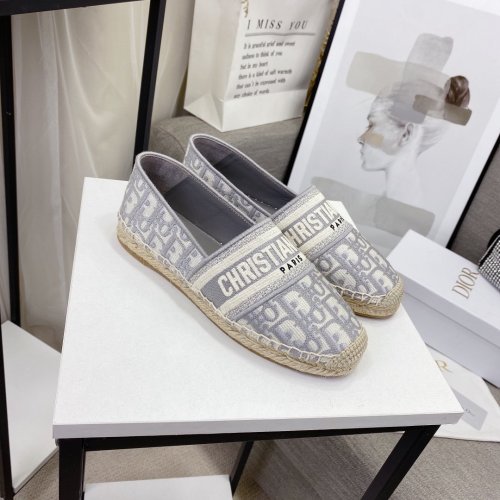 Dior Women Shoes Luxury Brand Design Dior Espadrille Nude Mesh Embroidery Womens Shoes with Original Box