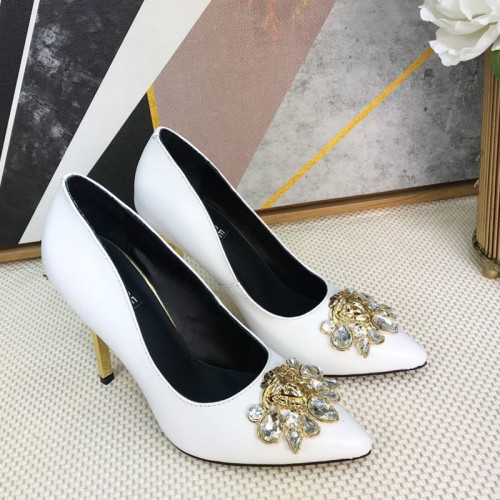 Versace Brand Womens Sandals Shoes Leather Big Size LA MEDUSA PATENT SAFETY PIN LEATHER PUMPS High Heel Design Luxury Brand Sandals for Women
