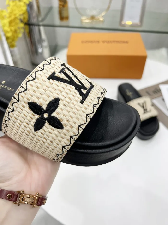 Louis Vuitton Womens Shoes Sandals Slippers Luxury Brand Louis Vuitton JUMBO FLATFORM MULE with Original Box 1A9QYY