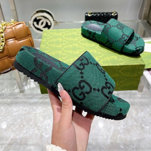 Gucci Womens Shoes Sandals Slides Slippers Luxury Brand Thick Sole Design Women's GG canvas slide sandal with Original Box 624695 H6320 9763