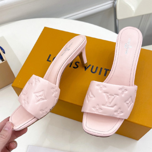 Louis Vuitton Womens Shoes Sandals Slippers Luxury Brand REVIVAL MULE 1A9P06 Pink Monogram-embossed lambskin with Original Box 5.5cm Heel