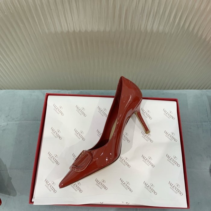 Valentino Women Shoes Mule Flip Flop Sandals VLOGO SIGNATURE CALFSKIN PUMP 80MM Luxury Brand with Original Box