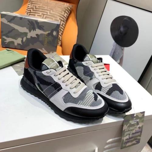 Valentino Men Shoes Fashion Design Luxury Brand ROCKSTUD CALFSKIN SNEAKER with Original Box