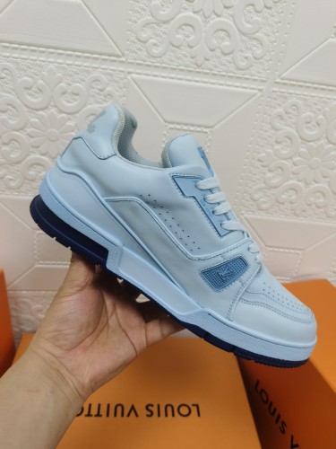 Louis Vuitton Womens Shoes Fashion Sneakers Design Luxury Brand LV TRAINER SNEAKER Mix of materials with Original Box 1A9JI9