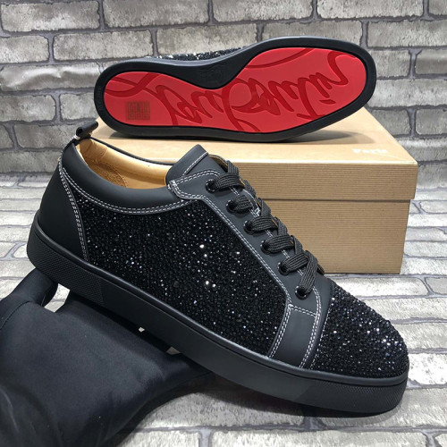 Christian Louboutin Mens Shoes Luxury Brand Red Bottom Design Louis Junior Spikes Flat with Original Box CL sneakers