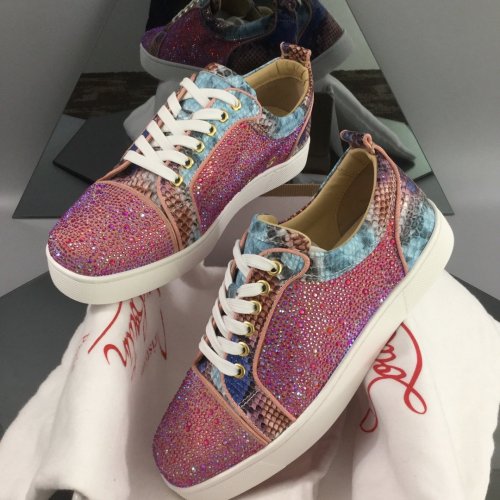 Christian Louboutin Mens Shoes Luxury Brand Red Bottom Design Louis Junior Spikes Flat with Original Box CL sneakers
