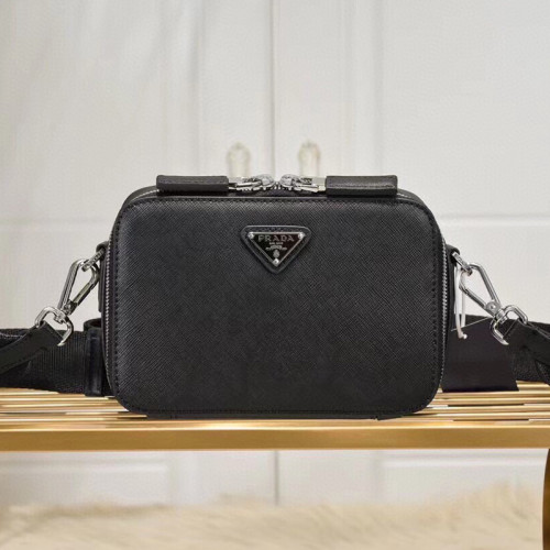 Prada Mens Bags Shoulder Messenger Bags Handbags Luxury Brand Black Saffiano leather Prada Brique bag with Original Box 2VH070_9Z2_F0002_V_EMI