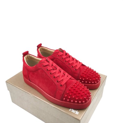 Christian Louboutin Mens Shoes Luxury Brand Red Bottom Design Louis Junior Spikes Flat with Original Box CL sneakers