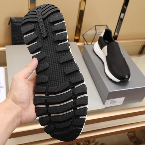 Prada Men Shoes Luxury Brand Sneakers Prax 01 Leather And Technical Fabric Slip-On Sneakers