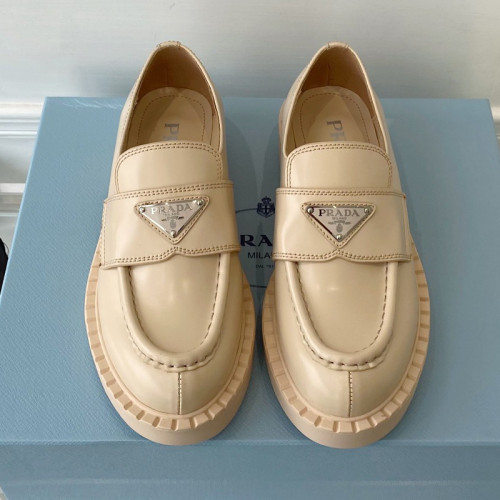 Prada Women Shoes Casual Design Luxury Brand Monolith pointy brushed leather loafers 1D663M_055_F0009_F_055 with Original Box