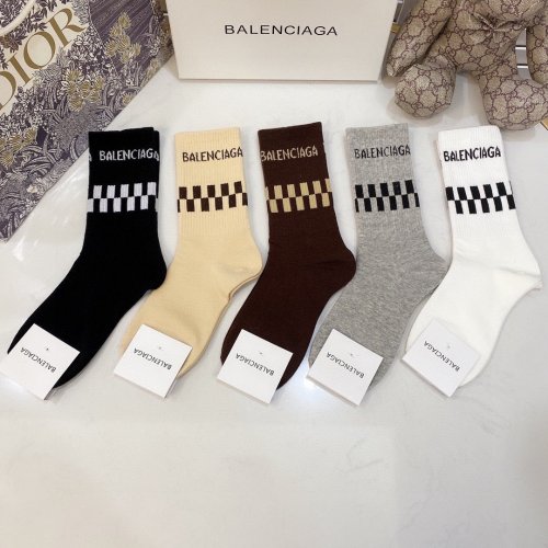 Balenciaga Socks 5 Pairs with Original Box Luxury Brand Breathable Balenciaga Sock
