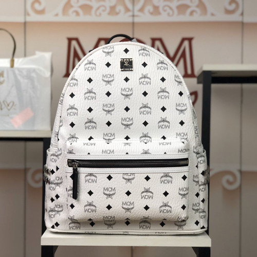 MCM Women Bags Backpacks Luxury Brand Stark Backpack in Geo Laurel Visetos with Original Box