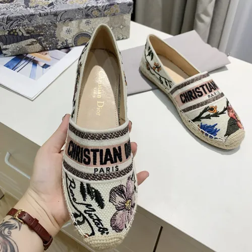 Dior Women Shoes Luxury Brand Design Dior Espadrille Nude Mesh Embroidery Womens Shoes with Original Box