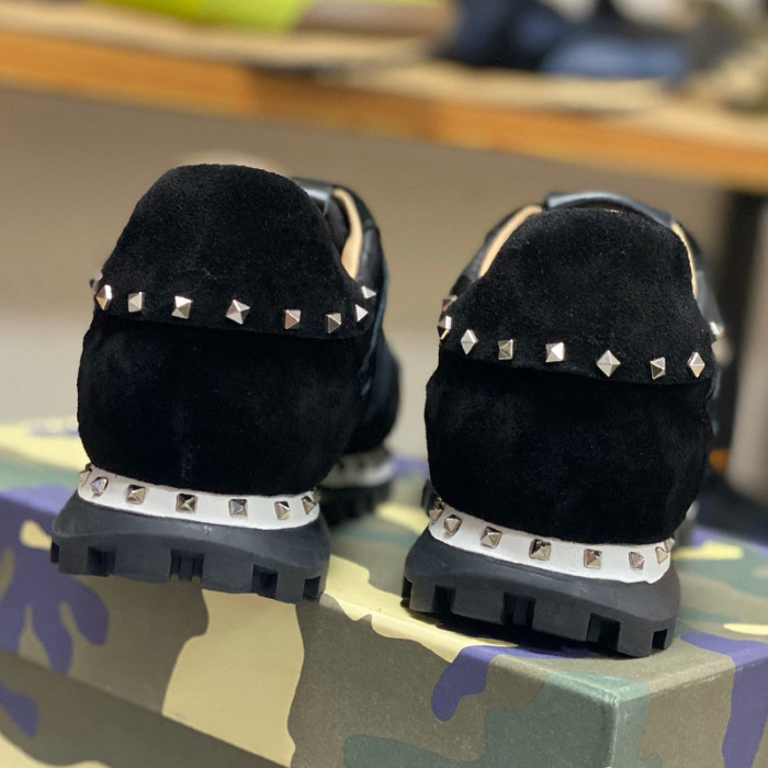 Valentino Men Shoes Fashion Design Luxury Brand ROCKRUNNER CAMOUFLAGE LAMINATED STUDDED SNEAKER with Original Box