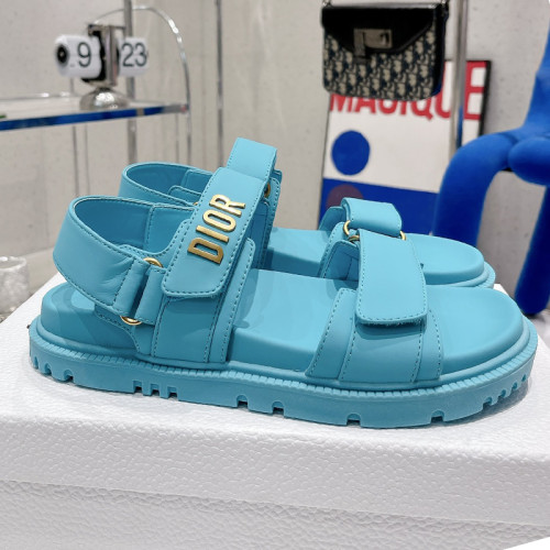 Dior Women Shoes Sandals Luxury Brand DIORACT SANDAL Cornflower Blue Lambskin with Original Box KCQ547LAB_S11N