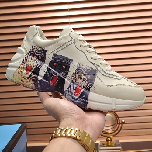 Gucci Women Shoes Women's Rhyton Gucci logo leather sneaker Luxury Brand with Original Box