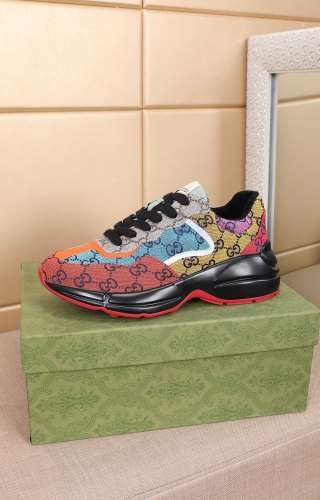 Gucci Women Shoes Women's Rhyton Gucci logo leather sneaker Luxury Brand with Original Box
