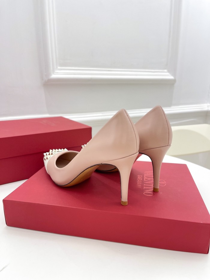 Valentino Womens Shoes ROCKSTUD SLINGBACK PUMP WITH SCULPTED HEEL IN KIDSKIN with Original Box 8cm Heel Design