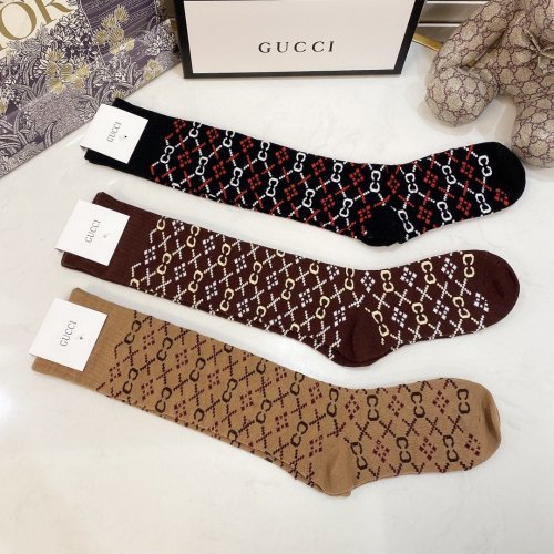 Gucci Socks 3 Pairs with Original Box Luxury Brand Breathable Gucci Sock