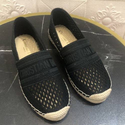 Dior Women Shoes Luxury Brand Design Dior Espadrille Nude Mesh Embroidery Womens Shoes with Original Box